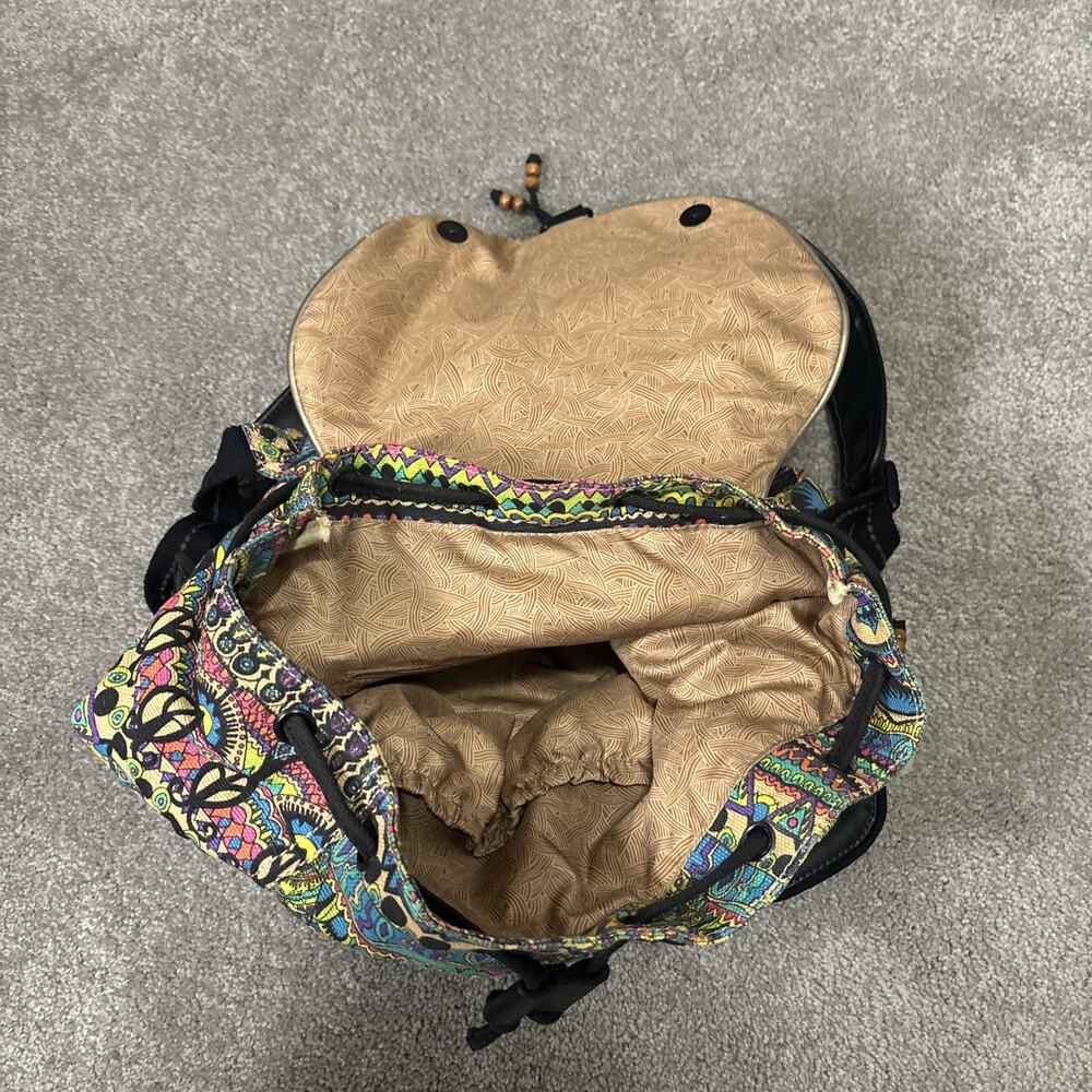 Sakroots Backpack Drawstring Elephant Peace Love The Sak Canvas Tote Boho - Picture 4 of 8